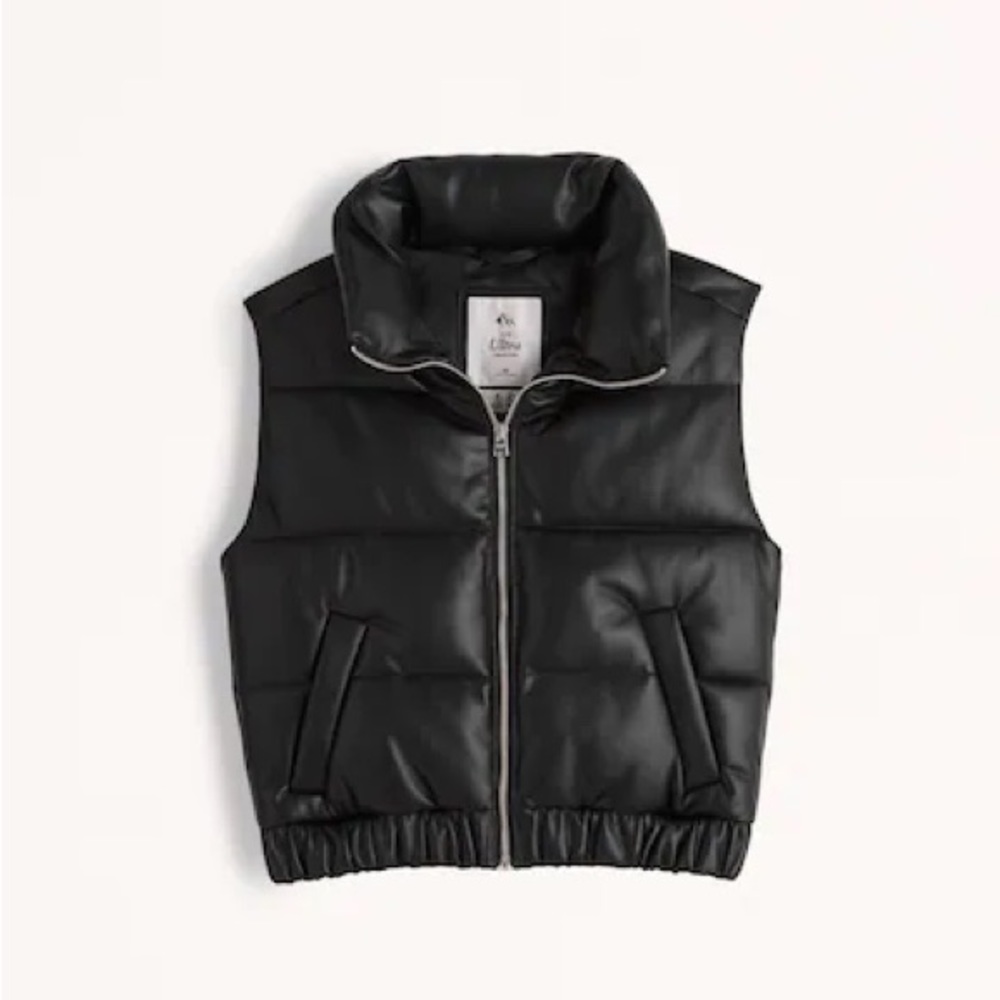 Abercrombie ultra mini puffer vest black | A& F vegan proffer vest-